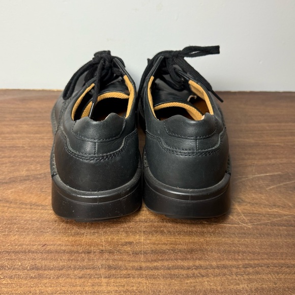 Ecco Men's Black Genuine Leather Arch Support Apron Derby Shoes size 10 - Picture 4 of 12
